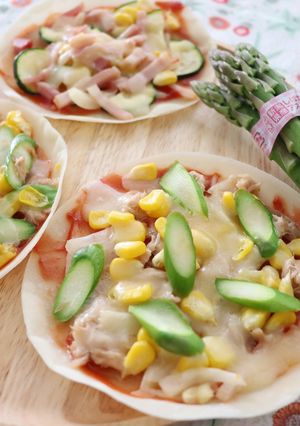 子どもが喜ぶ♪餃子の皮で簡単ミニピザ♪-レシピのメイン写真