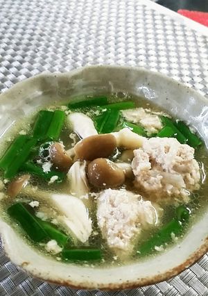 レンチン　柔らか鶏団子としめじのスープ-レシピのメイン写真