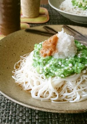たたきオクラと大根おろしのぶっかけ素麺-レシピのメイン写真