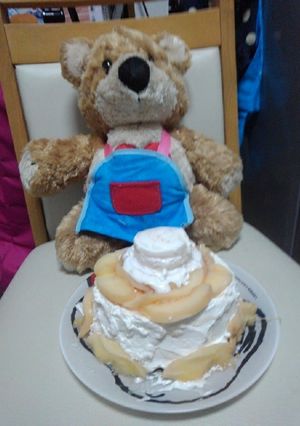 ふわふわケーキの桃アイスインケーキ-レシピのメイン写真