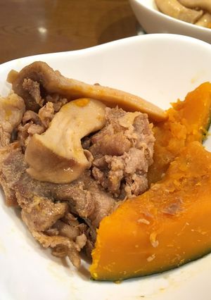 麺つゆで！豚肉と南瓜とエリンギの甘辛煮-レシピのメイン写真
