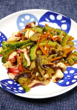 簡単！ゴーヤ茄子たこのにんにく醤油炒め-レシピのメイン写真