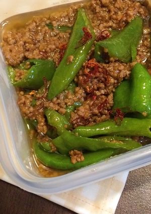 簡単★万願寺唐辛子のひき肉味噌あんかけ-レシピのメイン写真