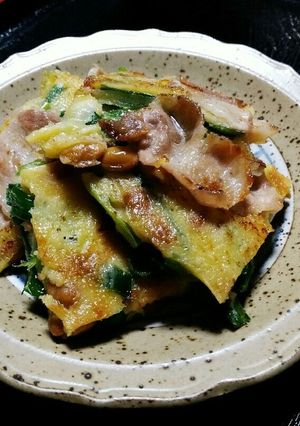 納豆とニラと豚バラ肉の簡単チヂミ♡-レシピのメイン写真