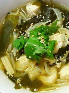 鶏ささみと もやし ワカメの生姜スープ♪-レシピのメイン写真