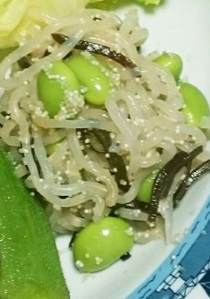 レンチン★白滝と枝豆の明太子塩昆布和え-レシピのメイン写真