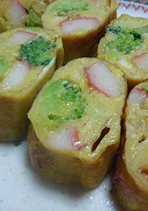 ブロッコリーとカニかま入り卵焼き-レシピのメイン写真