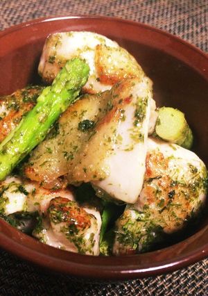 鶏モモとアスパラの青のり炒め-レシピのメイン写真