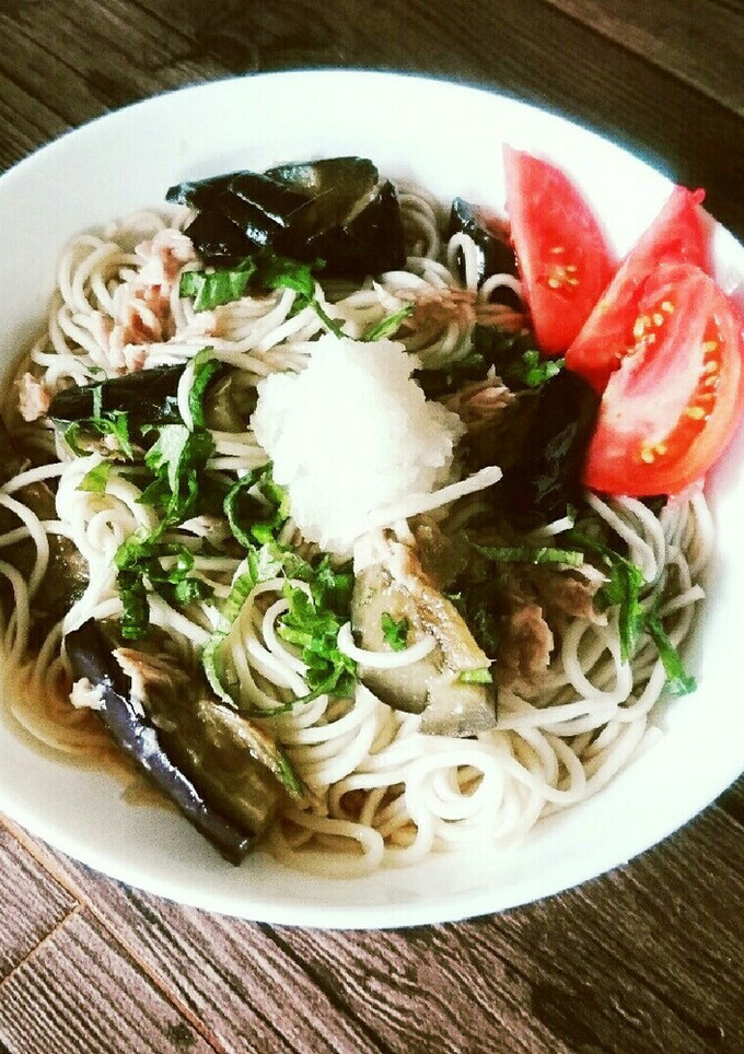茄子の揚げ浸しそうめん-レシピのメイン写真