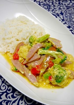 レンジで簡単！朝食☆キッシュカレーライス-レシピのメイン写真