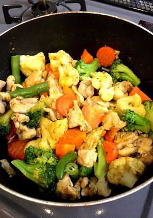 洋風野菜ミックスとチキンのカレー炒め-レシピのメイン写真