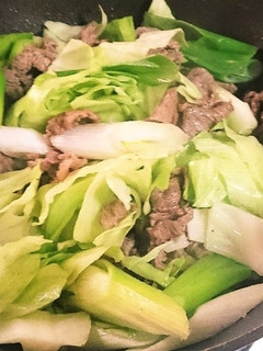 簡単おかず☆牛肉とキャベツ長ネギ炒め-レシピのメイン写真