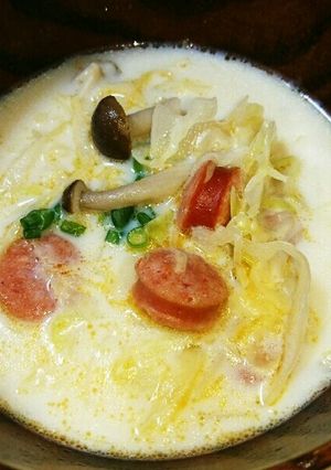 レンジでうまい！豆乳スープ(牛乳も可)-レシピのメイン写真
