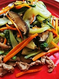 チンゲン菜と豚こま肉のガリポン炒め-レシピのメイン写真