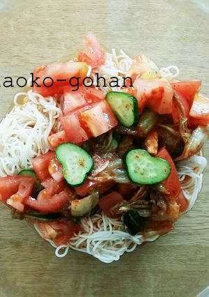 簡単♡美味しい♡さっぱりトマトキムチ素麺-レシピのメイン写真
