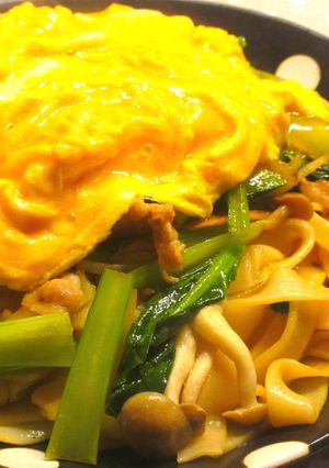 きしめん焼きうどん玉子のっけ-レシピのメイン写真