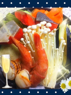 おひとりさま♡タジン鍋で魚介のレンジ蒸し-レシピのメイン写真
