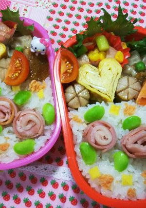 デコ弁☆薔薇のお弁当 ベーコンで♪-レシピのメイン写真