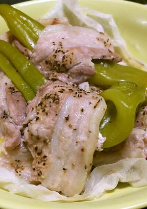 豚バラ肉の酒蒸し（♪格安バスツアー風）-レシピのメイン写真