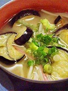 ナスとそうめんのお味噌汁-レシピのメイン写真