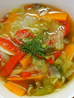 簡単♪レタスとパプリカきのこの中華スープ-レシピのメイン写真