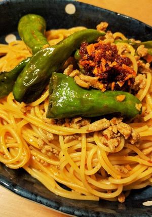 食べるラー油で簡単!!!ピリ辛挽肉パスタ-レシピのメイン写真