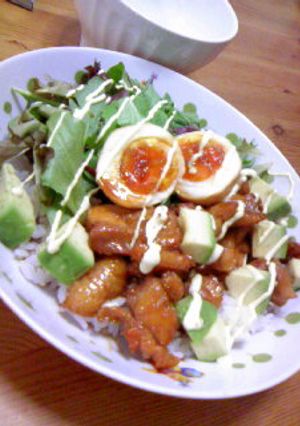 ミツカン黒酢でカフェ風テリマヨ丼-レシピのメイン写真