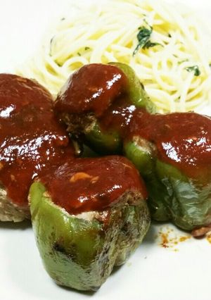 ジューシー丸ごとピーマンの肉詰め-レシピのメイン写真