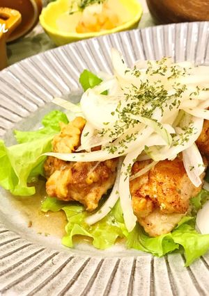 米粉で作る☆唐揚げのさっぱり玉ねぎ乗せ☆-レシピのメイン写真