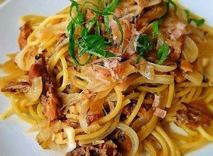 初心者でも簡単！サバ味噌缶の和風パスタ-レシピのメイン写真