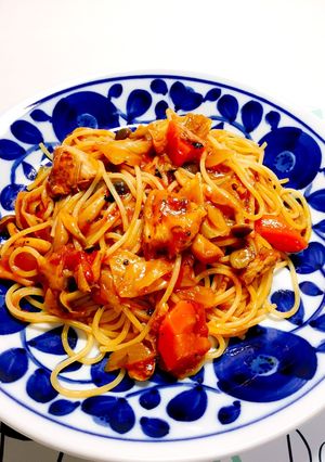 鶏胸肉のトマト煮 リメイクパスタ-レシピのメイン写真