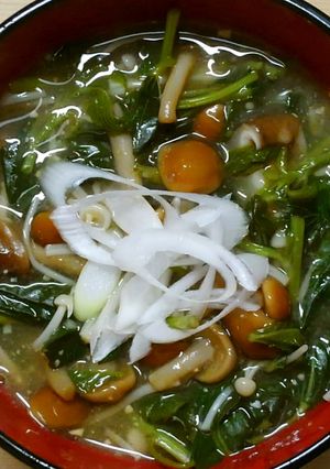 朝食モロヘイヤとエノキ なめこのお味噌汁-レシピのメイン写真