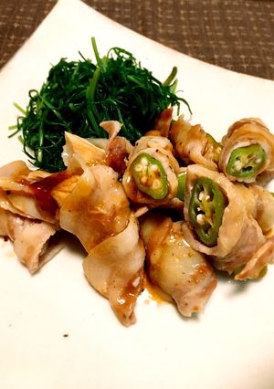 レンチン簡単！オクラとエリンギの肉巻き-レシピのメイン写真
