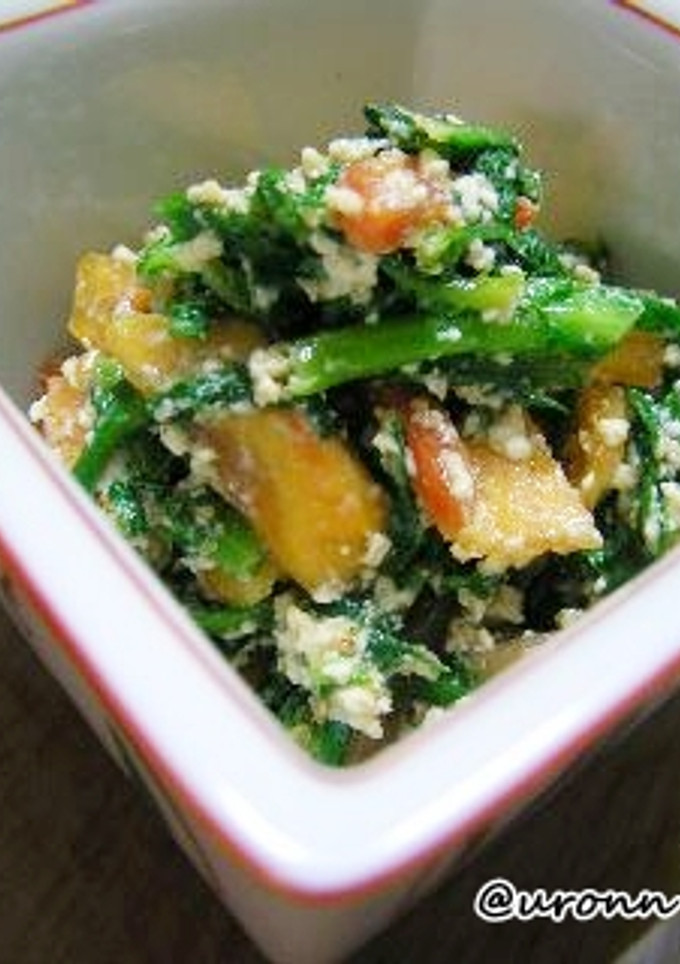 和食の定番、春菊と柿の白和え♪-レシピのメイン写真