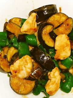 鶏肉と茄子とピーマンの甘味噌炒め-レシピのメイン写真