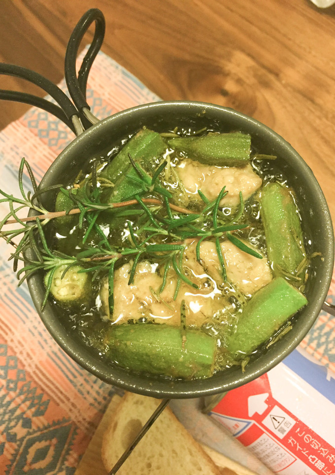 【簡単】鯖缶・オクラのアヒージョ-レシピのメイン写真