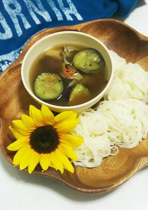 茄子と舞茸のツケダレ簡単そうめん-レシピのメイン写真