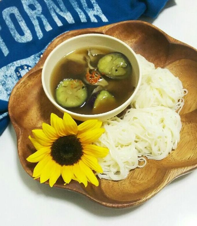 茄子と舞茸のツケダレ簡単そうめん-レシピのメイン写真