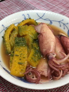 ヤリイカとゴーヤの煮物-レシピのメイン写真