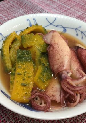 ヤリイカとゴーヤの煮物-レシピのメイン写真