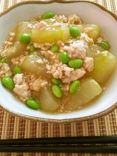 枝豆入り!冬瓜の鶏ミンチあんかけ-レシピのメイン写真
