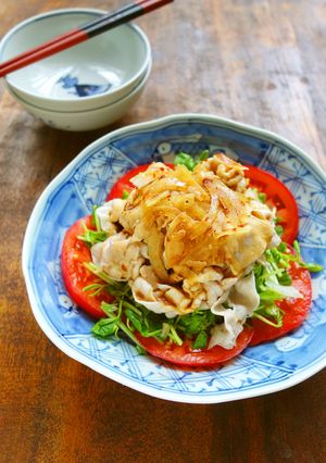 豆苗とトマトの豚しゃぶサラダ-レシピのメイン写真
