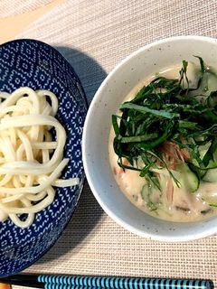 さばの水煮缶のごま味噌つけうどん-レシピのメイン写真