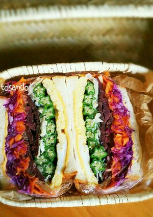 鯨ハムボリュームサンドイッチ♥沼サンド風-レシピのメイン写真
