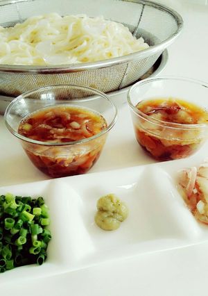 ざるうどん★肉入りつけ汁-レシピのメイン写真