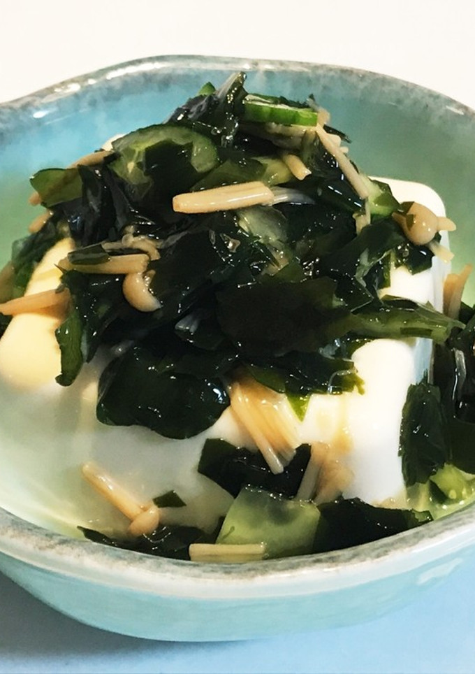 豆腐☆ワカメときゅうりとなめ茸-レシピのメイン写真
