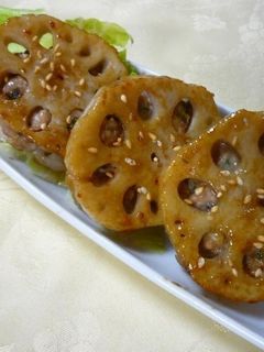 れんこんの挟み焼き~照り焼き味~-レシピのメイン写真