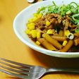 漬物汁のツナコーンパスタ煮