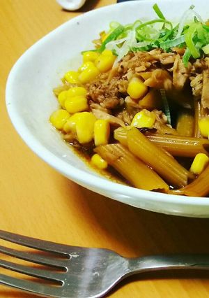 漬物汁のツナコーンパスタ煮-レシピのメイン写真