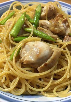 男飯 鶏肉アスパラガスの醤油バターパスタ-レシピのメイン写真